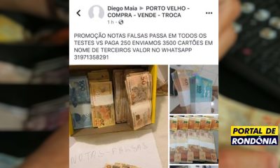 Criminosos anunciam venda de cédulas de dinheiro falsas em grupos do Facebook
