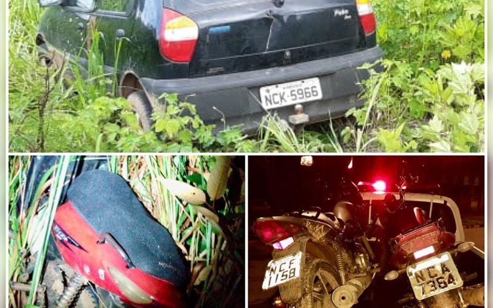 Polícia Militar recupera carro e três motocicletas roubadas e prende um foragido