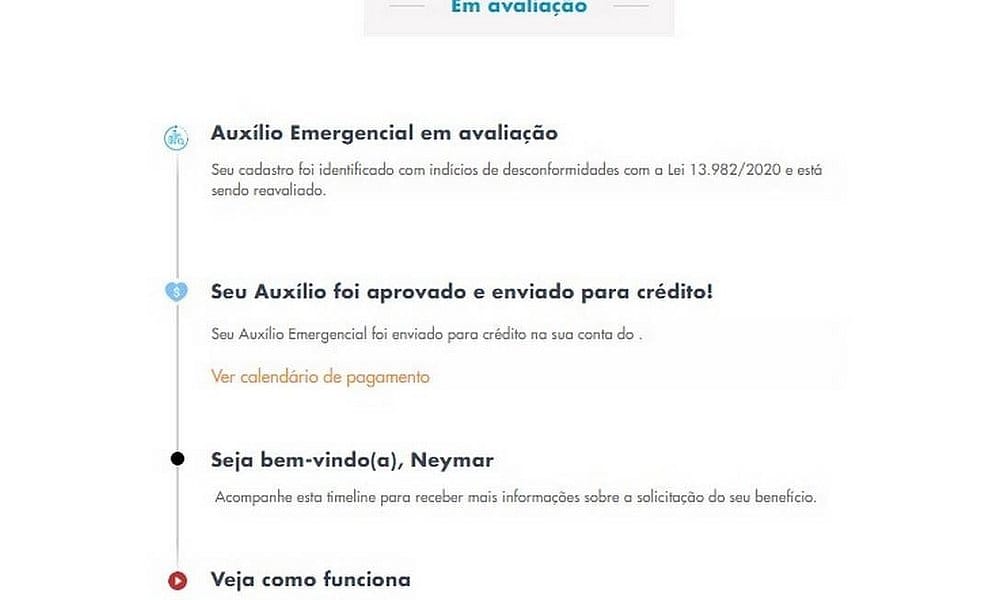 Neymar é registrado em pedido de auxílio emergencial e tem R$ 600 aprovado