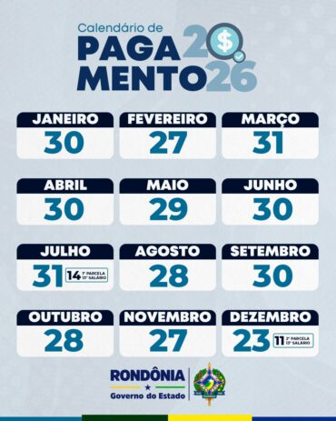 image-5 Governo de RO anuncia calendário de pagamentos de 2026 e garante previsibilidade aos servidores