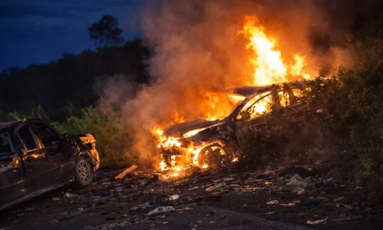 1000674915 Grave acidente com veículo carbonizado deixa uma pessoa morta na BR-364